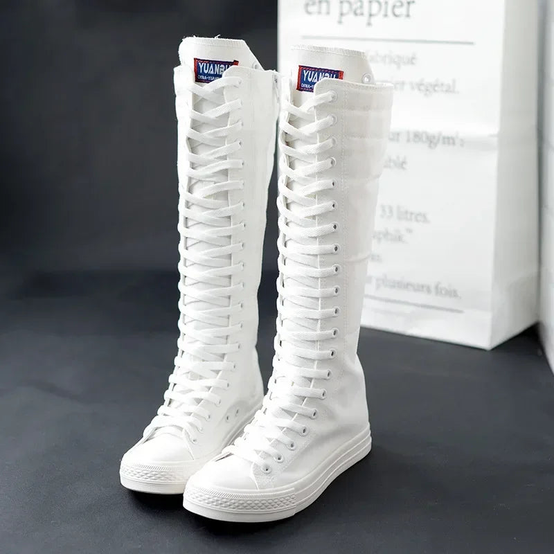 Playful Canvas Long Boots for Women