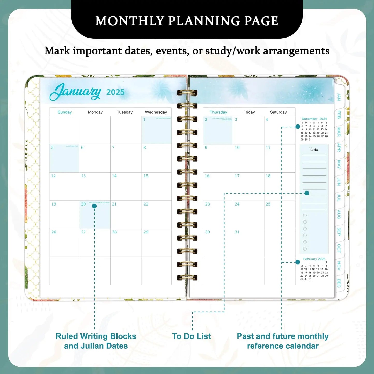 2025 Weekly & Monthly Planner - A5 Spiral Bound