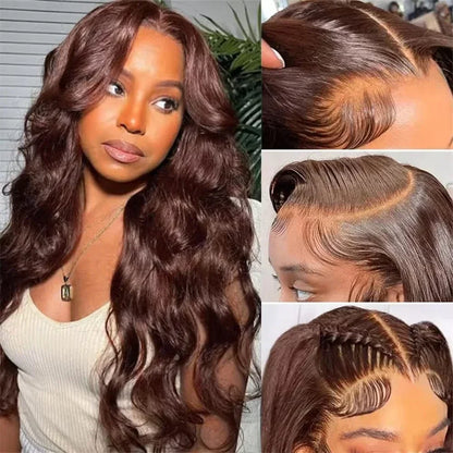 Chocolate Brown Lace Wig with Baby Hair - Reddish Brown 13x4 HD Body Wave