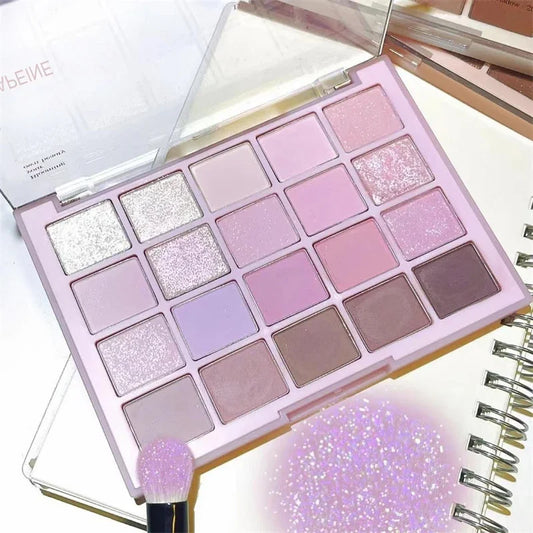 20Colors Korean Eyeshadow Palette Low Saturation Eye Shadows Purple Matte Long Lasting Waterproof Glitter Eye Shadow Eye Makeup