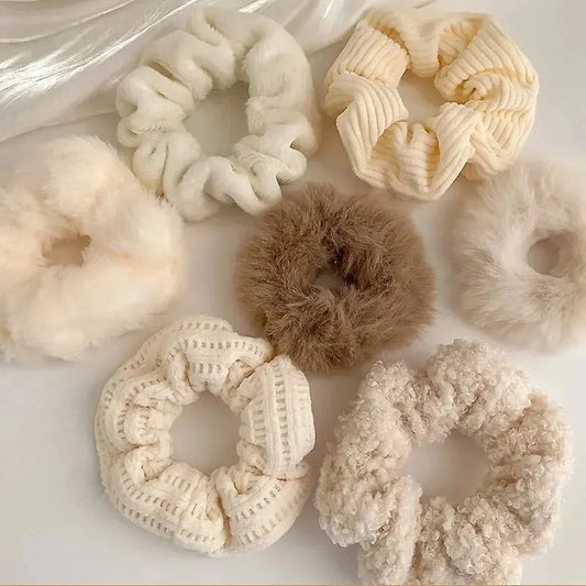 7 Pcs Plush Hair Scrunchies Set for Women