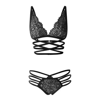 Sexy Lace Women Sexy Bra Set Polyester Bandage Push Up Underwear Set Beauty Back Bra Costume Intimates Lingerie