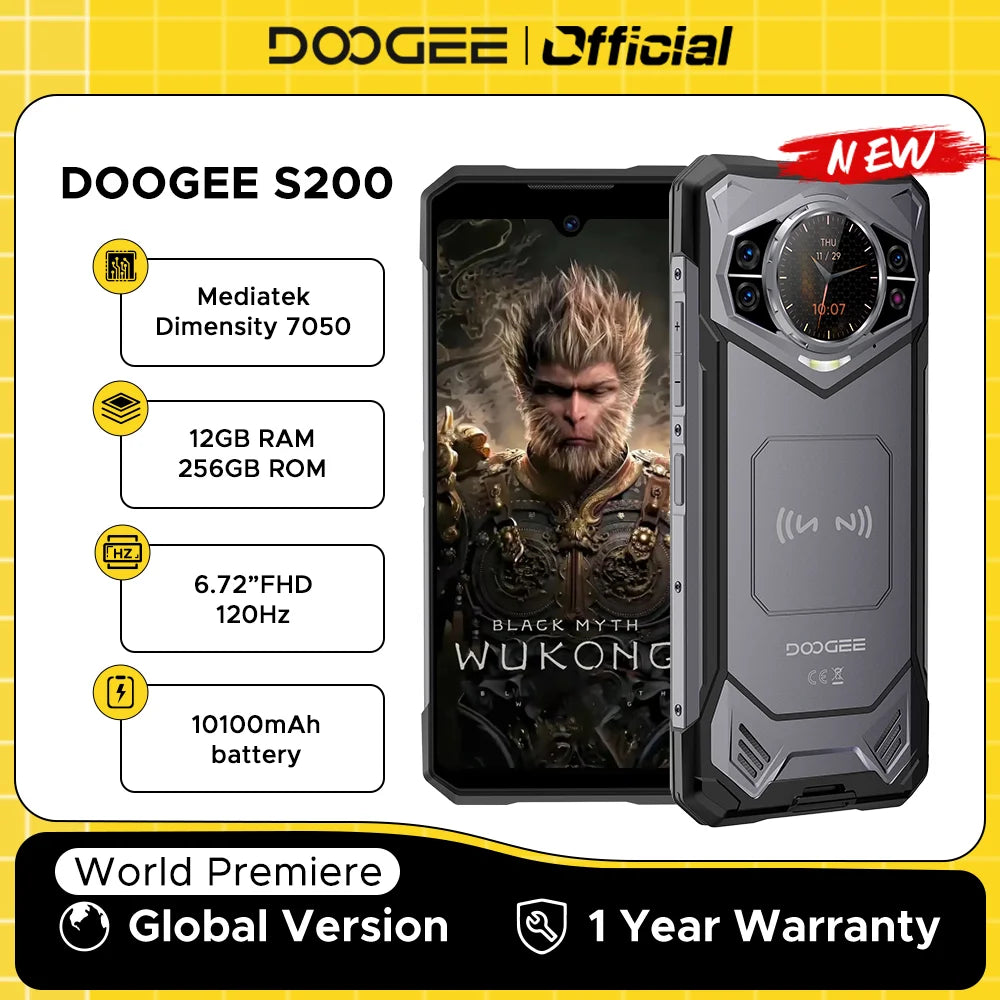 DOOGEE S200 5G Rugged Phone - 6.72" Display, 12GB RAM, 100MP Camera