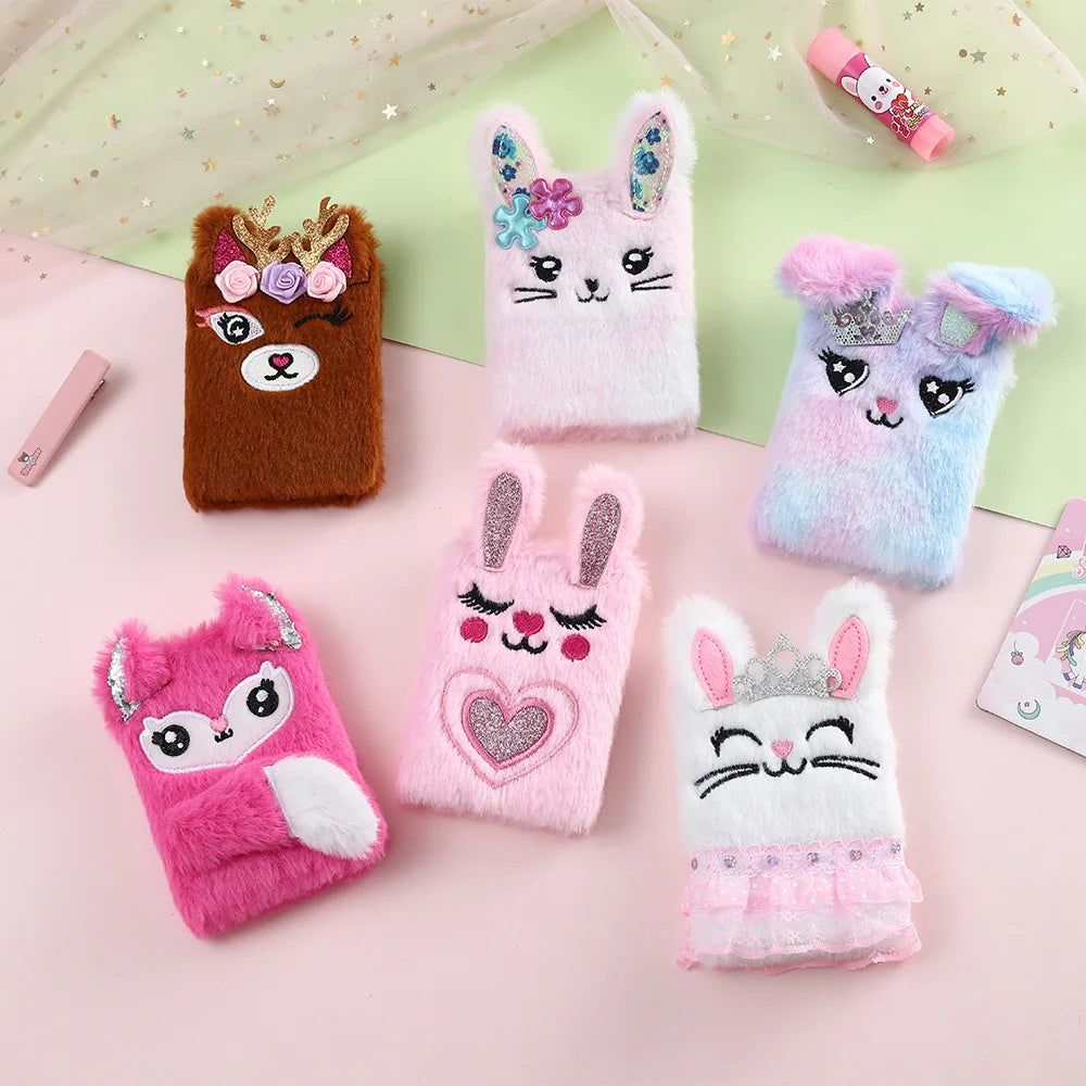 Cute Cartoon Bunny Plush Mini Notebook for Kids