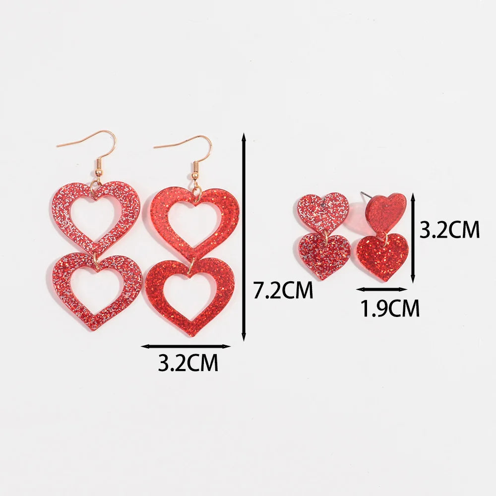 Playful Valentine's Day Heart Acrylic Earrings for Women