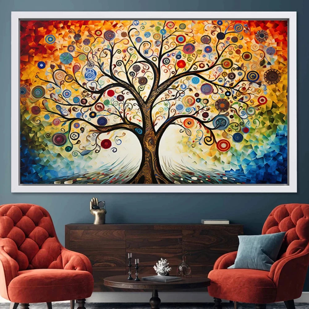 Colorful Abstract Tree of Life Canvas Wall Art