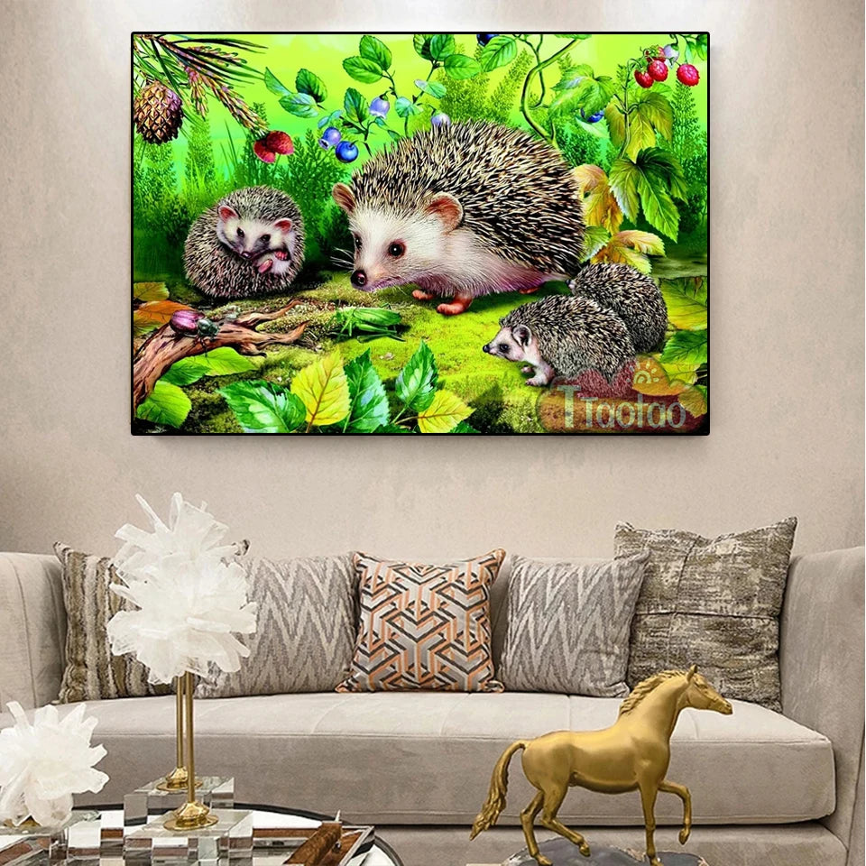 5D Diamond Painting Forest Hedgehogs Famliy Full Square Round Drill Mosaic Embroidery Diy Animal Cross Stitch Handmade Home Art