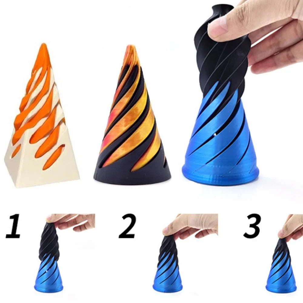 2024 Impossible Pyramid Passthrough Sculpture 3D Printed Helix Screw Fidget Toy Spiral Cone Decompression Decorative Ornaments