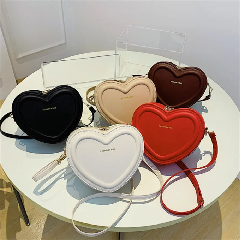 Heart Shape PU Leather Crossbody Shoulder Bag for Women