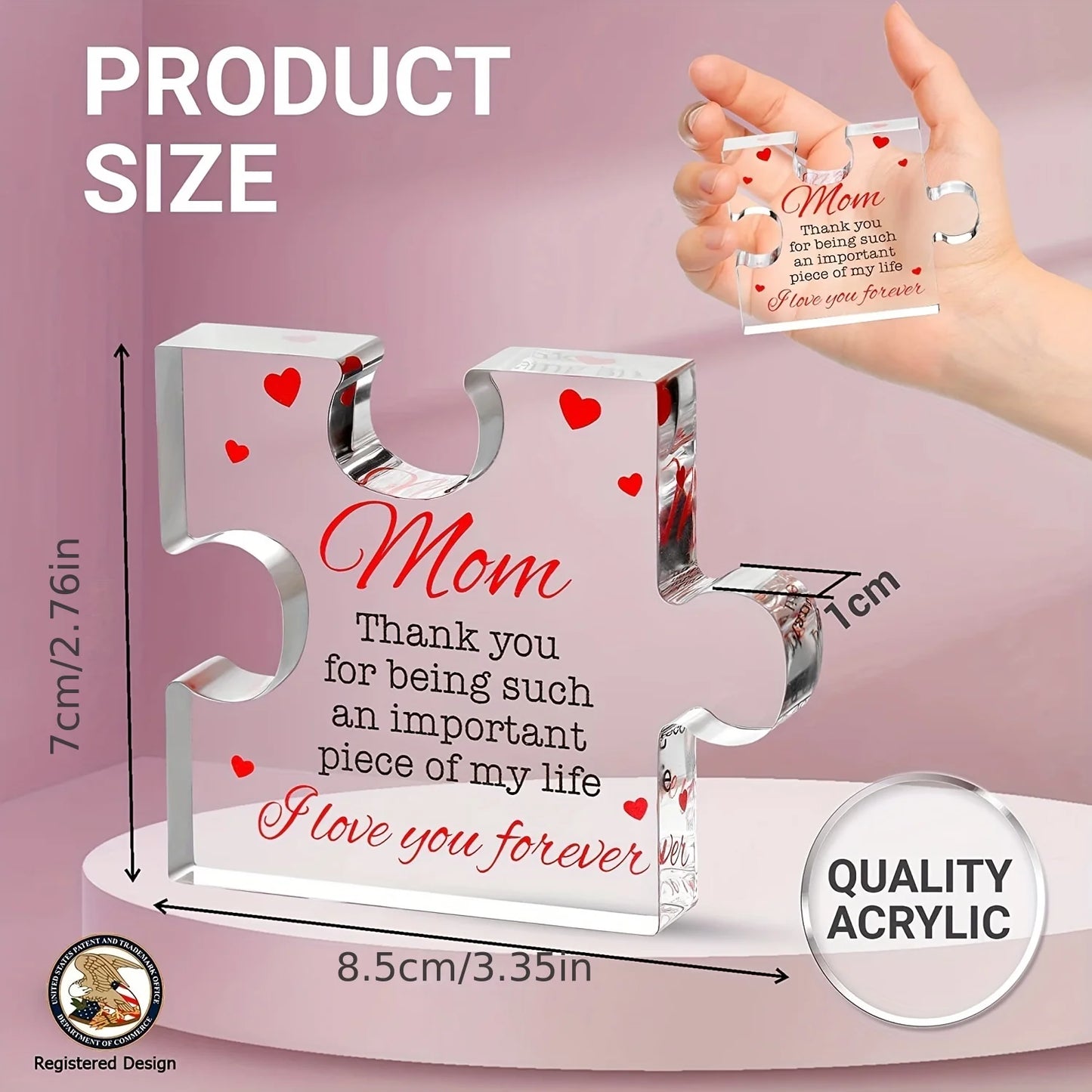 Engraved Acrylic Block Puzzle - Ideal Gift for Mom