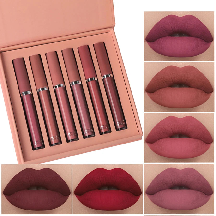 Maxfine Matte Lip Gloss Set - 6 Waterproof Colors