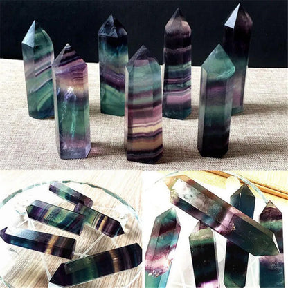 Natural Colorful Striped Fluorite Crystal Wand 4-7CM