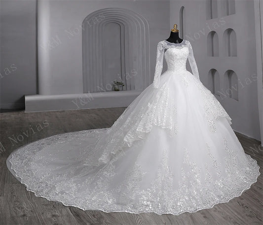 Vintage Plus Size Sequined Ball Gown Wedding Dress