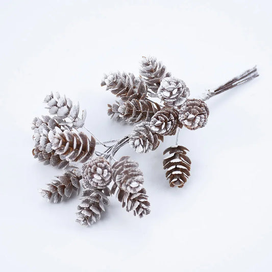 10pcspcs Christmas Artificial Pine Cone Branches Simulation Decor Fake plant Christmas Decoration for Home Christmas Wreath