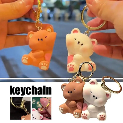 Cute Bear Couple Magnetic Keychain Set