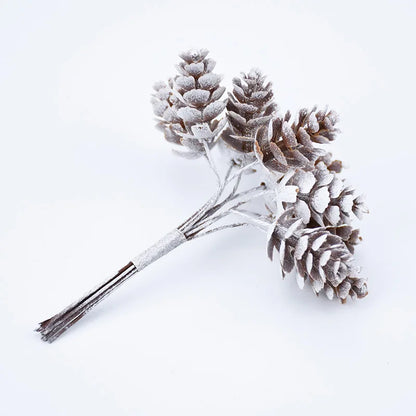 10pcspcs Christmas Artificial Pine Cone Branches Simulation Decor Fake plant Christmas Decoration for Home Christmas Wreath