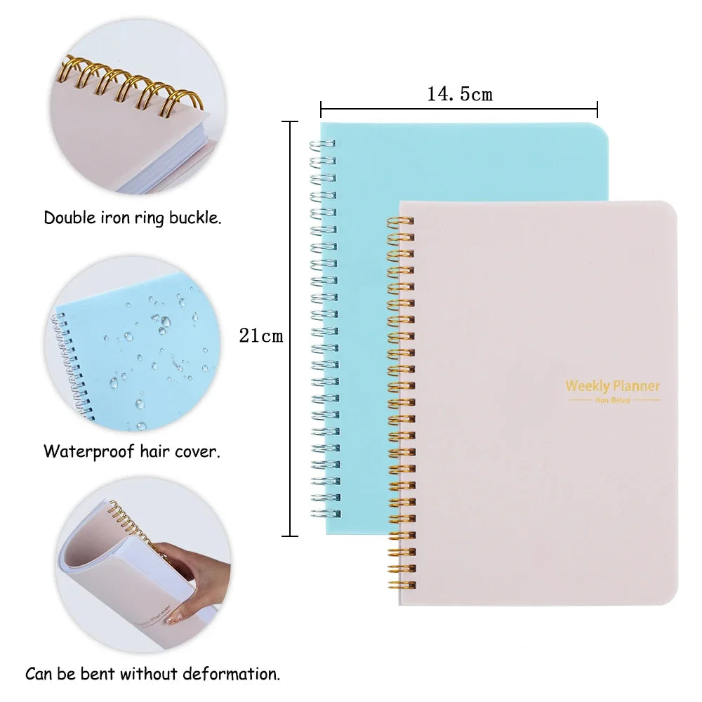 2025 Undated A5 Weekly Planner with Spiral Agenda & Pouch