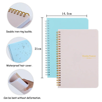 2025 Undated A5 Weekly Planner with Spiral Agenda & Pouch