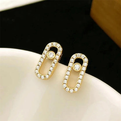 RAKOL  Vintage Zircon Stud Earrings For Women Square Lock Clasp Fashion Exquisite Crystal Shiny Earrings Party Jewelry Gifts