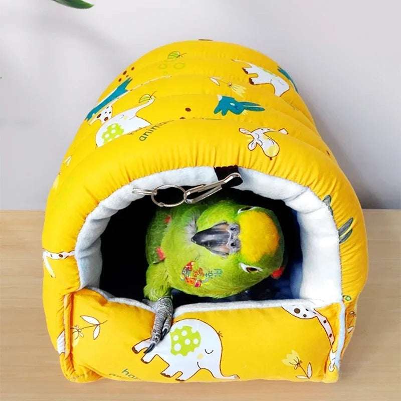 1pc Cute Print Bird Bed Mini Cage Rabbit Squirrel Mat Guinea Pig Nest Hamster House Small Animal Sleeping Bed Pet Hanging Cage