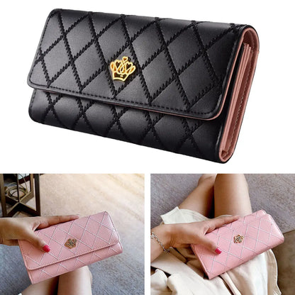 Elegant Black PU Leather Long Wallet for Women