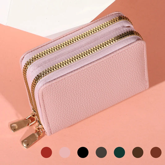 Chic Zipper Short Purse with Lychee Pattern