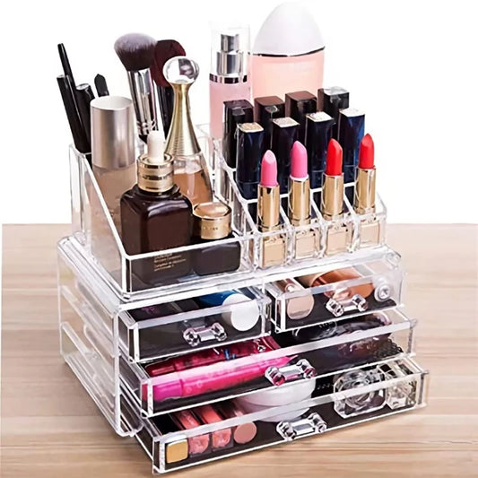 Clear Cosmetic Storage Organizer, Easily Sort Make-up, Jewelry Hair Accessories, Bathroom Counte Counter or Dresser, Transparent