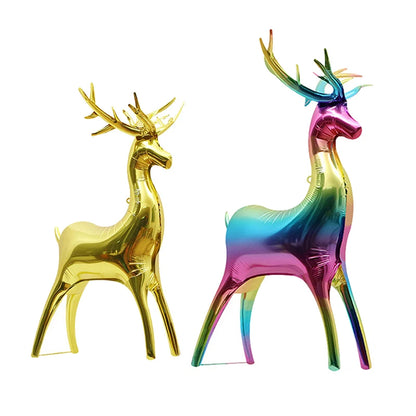 2pcs Colorful Gold Christmas Series Standing Large Small Elk Aluminum Foil Balloon Birthday Party Baby Shower Christmas Decor