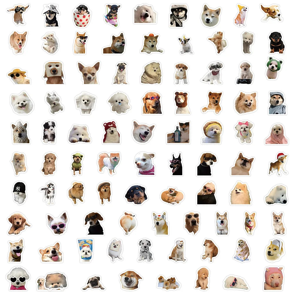 Funny Dog Stickers - Cute Cartoon Decals (10/50/100pcs)