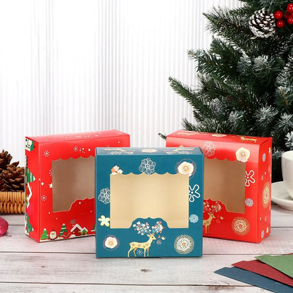 Hot Sale Christmas Cardboard Cake Boxes 4 Cup Cake Packaging Box Biscuit Nougat Chocolate Candy Gift Wrapping Box