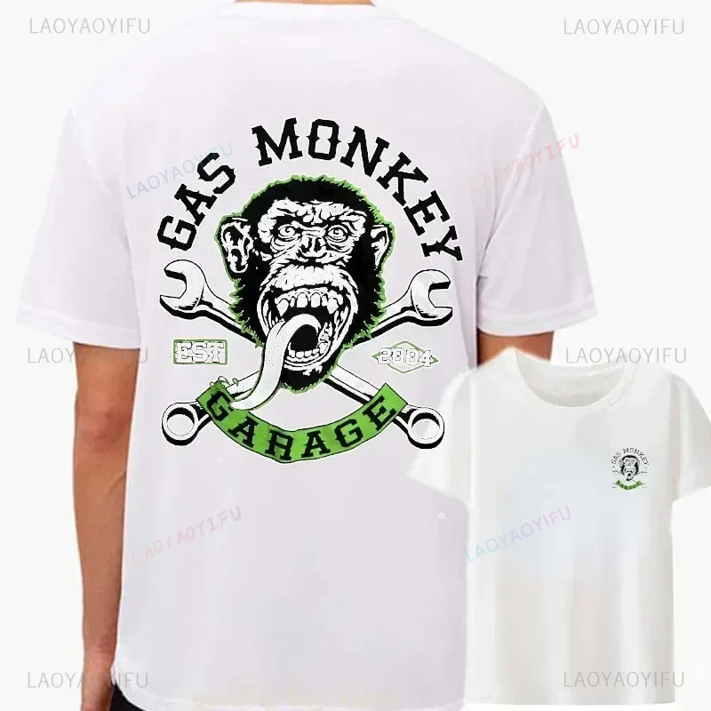 New Gas monkeys Garage Piston Modal Men's T-shirts Duplex Printing Tshirt Comfortable summer Pattern Top Y2k Clothes Creative