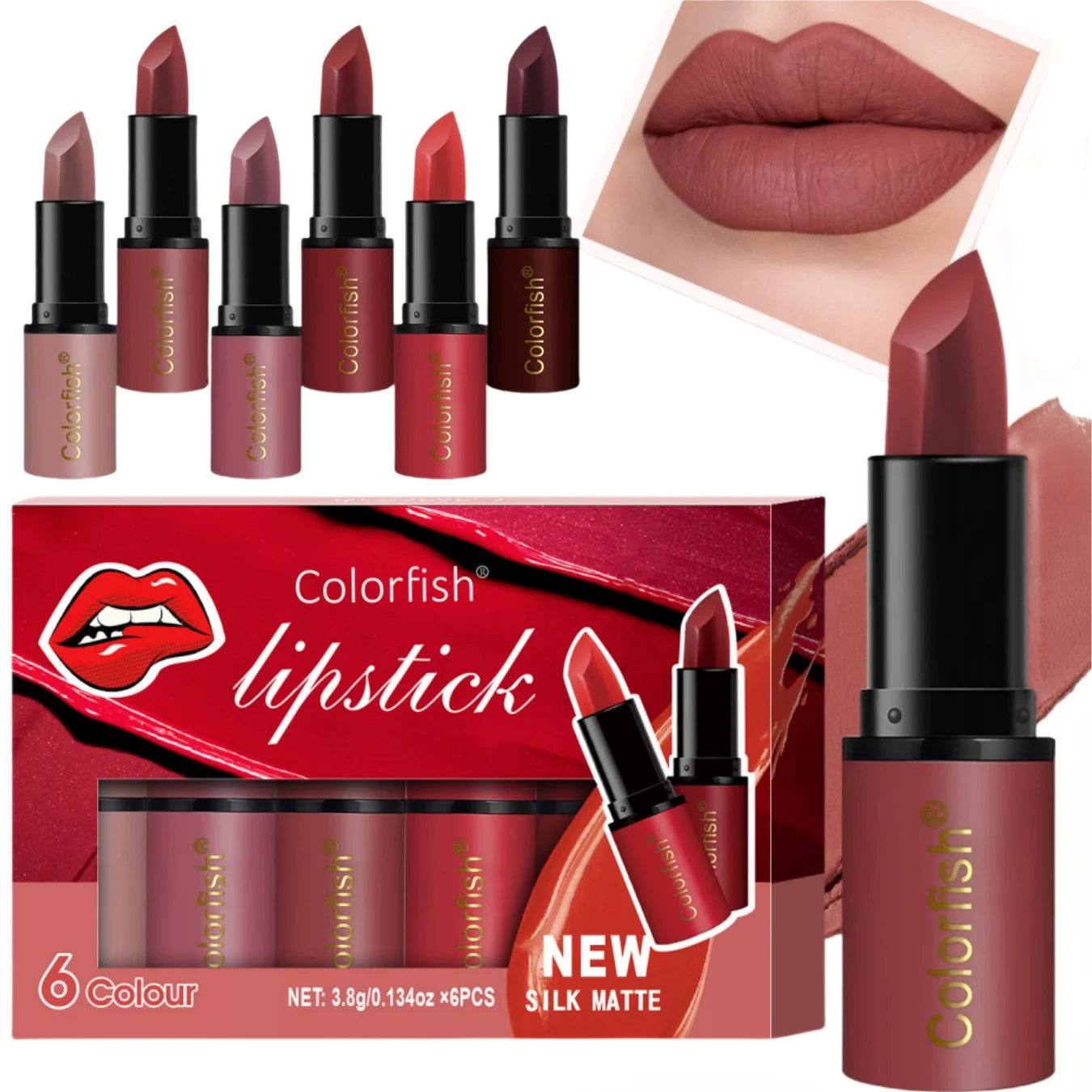 6PCS Velvet Matte Lipstick Set - Waterproof & Long-Lasting