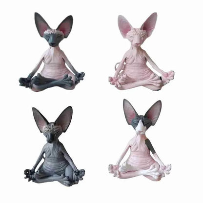 Meditation Yoga Happy Cat Whimsical Buddha Sphinx Cat Statue Art Deco Sculpture Outdoor Garden Statue