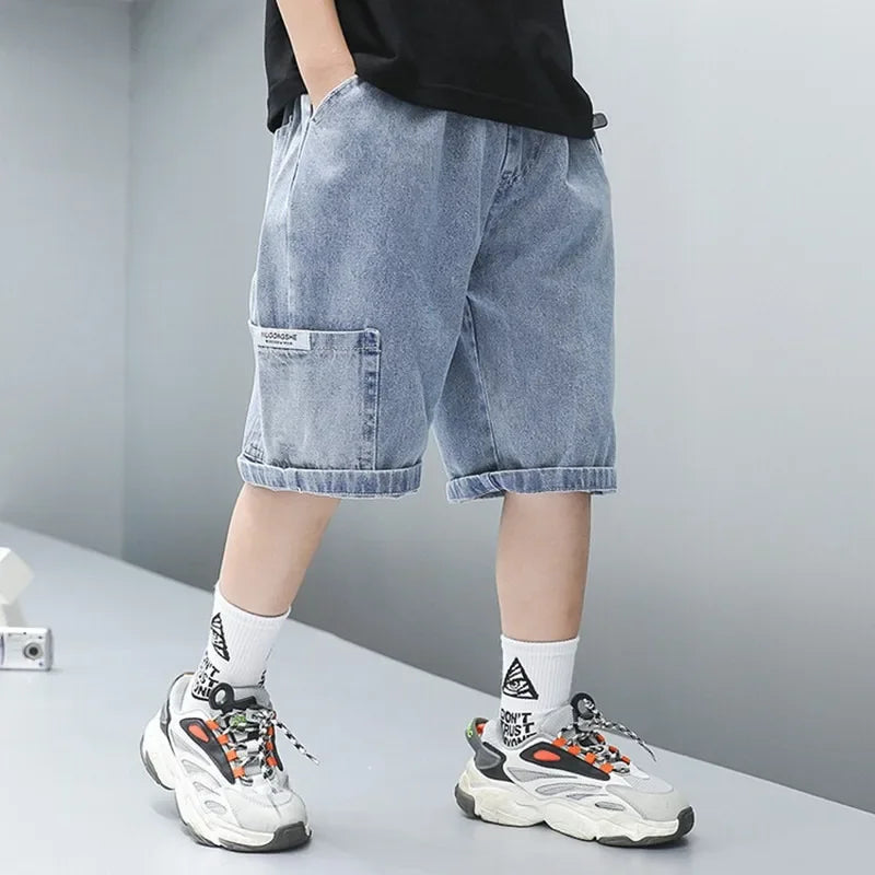 Fashionable Five-point Pants Trendy Kids Clothes Summer Thin Style Boys Jeans Shorts 2024 New Casual Capris