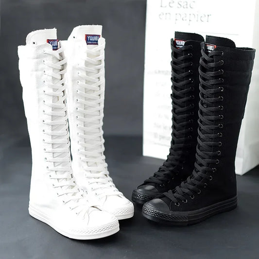 Playful Canvas Long Boots for Women