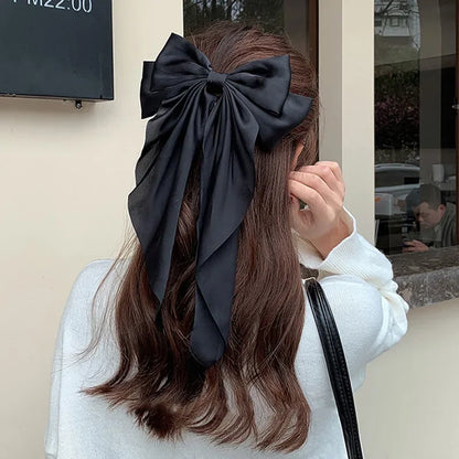 Korean Satin Big Bowknot Hair Clips for Women