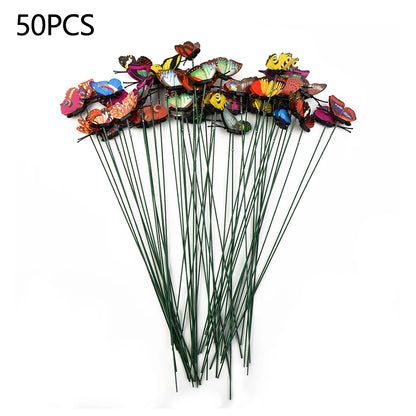 50 Pcs Colorful Simulation Butterfly Stakes for Garden