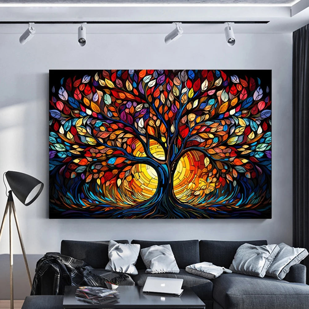 Colorful Abstract Tree of Life Canvas Wall Art