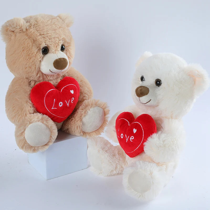 30CM Cute Heart Bear Plush Toy - Red Heart Print