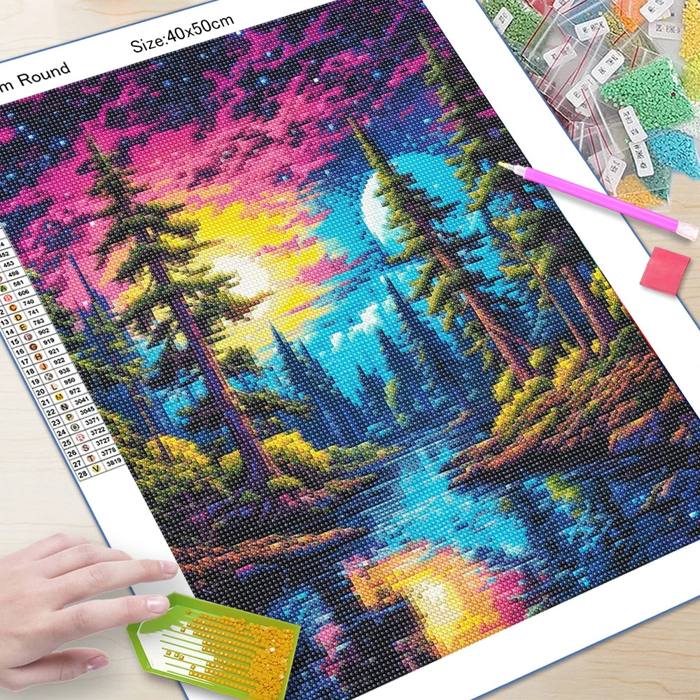 5D Diamond Art Painting - Aurora Landscape Kit