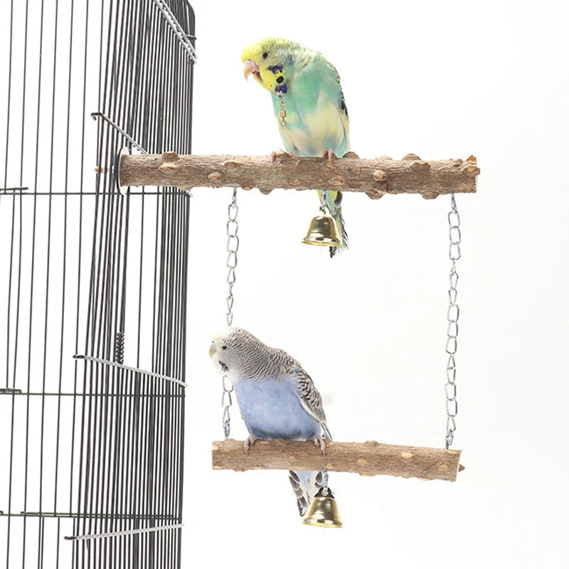 Pepper Wood Parrot Stand Pole Double Layer Toy for Bird Tiger Skin Claw Grinding Beak Grinding Stand Pole Bird Cage Accessories