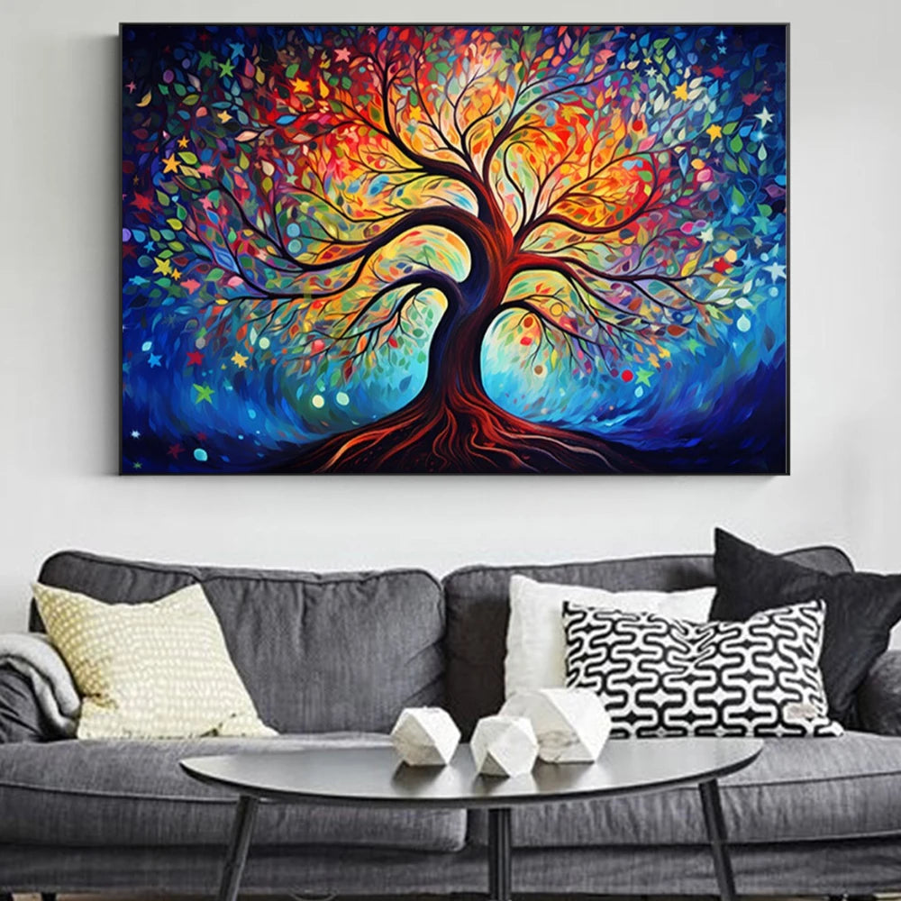 Colorful Abstract Tree of Life Canvas Wall Art