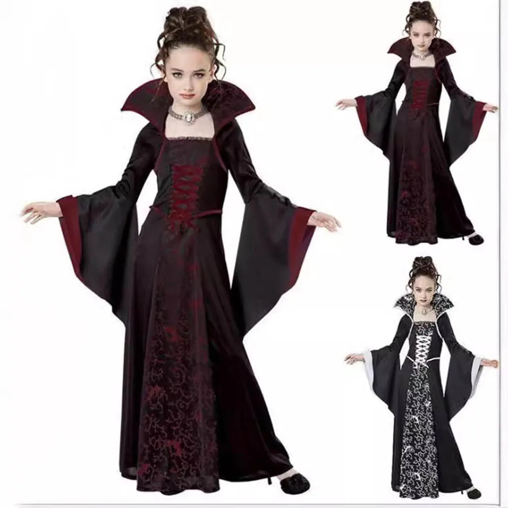 Halloween Cosplay Witch Vampire Costume for Kids Girls Disfraz Carnival Dress Up Party Mujer Children's Performance Clothing