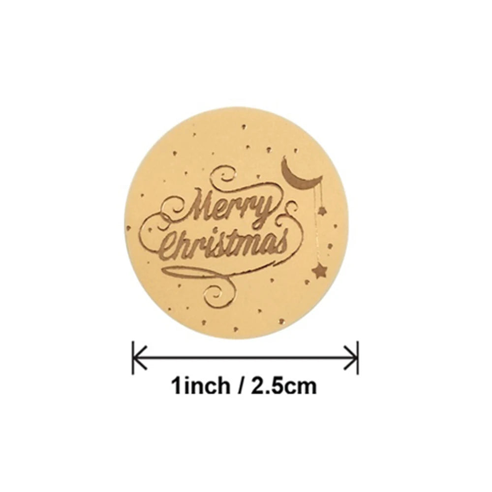 Merry Christmas Stickers Gold Stamping Christmas Label For Child Gift Decor Shop Product Packaging Stickers Label 50-500pcs