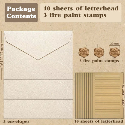 16 Pcs Vintage Stationery Set with Envelopes and Stickers