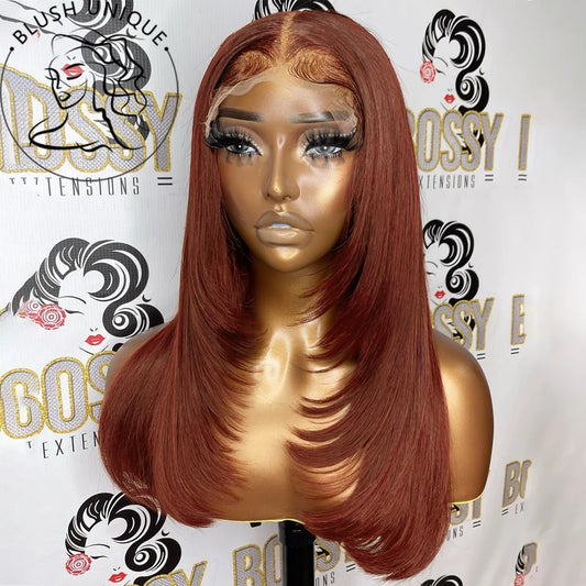 Reddish Brown Layered Lace Front Wig for Women