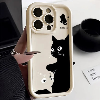 Cute Cartoon Cat Soft Phone Case for iPhone