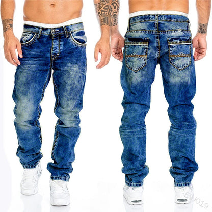 Mens Jeans Brands Straight Stretch Slim Jean Homme Pantalones Hombre Casual Pants Denim Trousers Baggy Jeans Black Blue