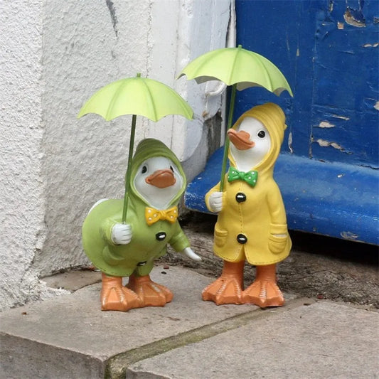 Umbrella Holding Duck Statue - Creative Garden Ornament