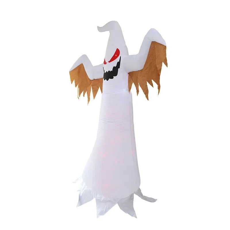 240cm Halloween Inflatable Ghost with Rotating Flame Light Horror Halloween Decoration Home Outdoor Yard Big Glowing Ghost Prop